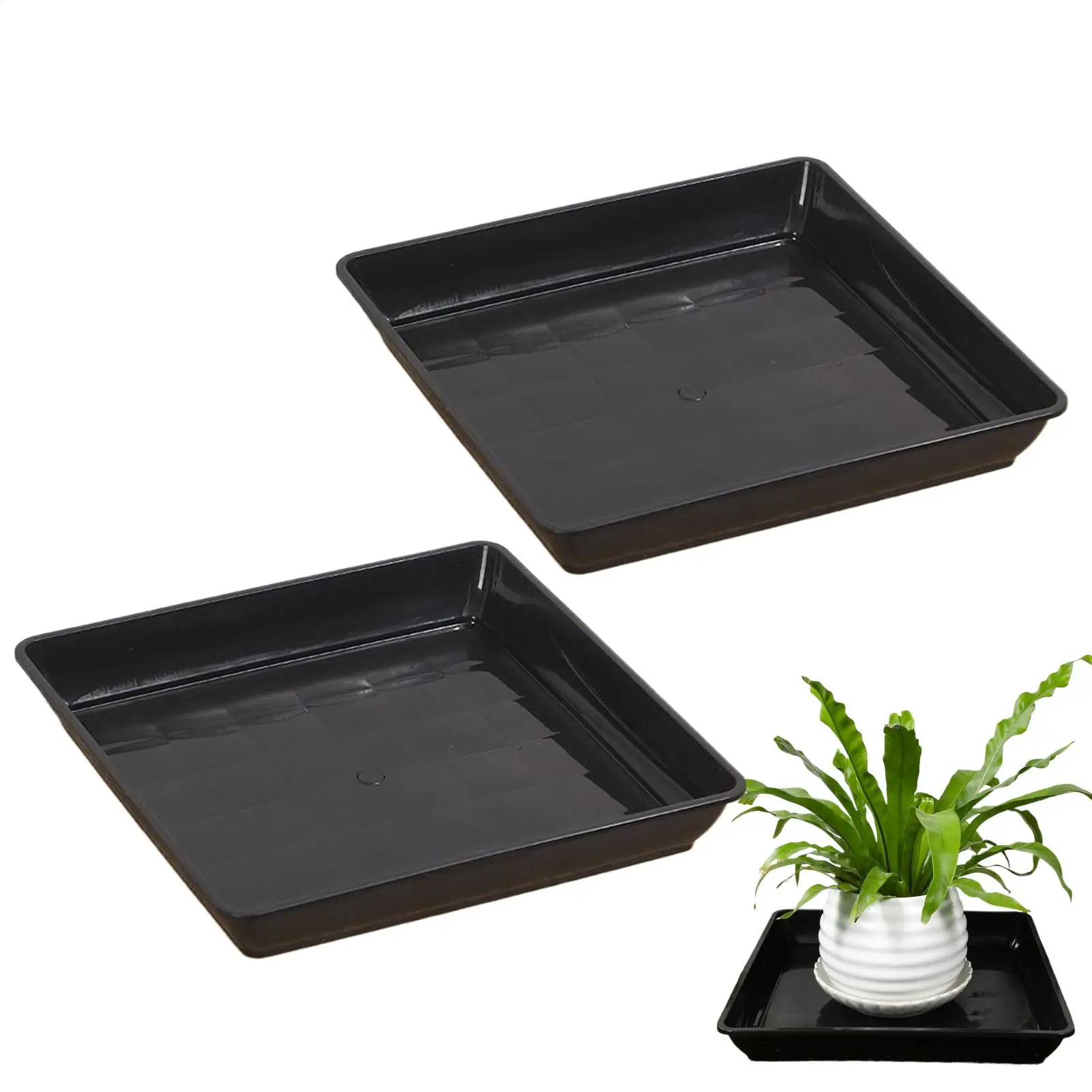 Sottovasi per Piante, Set da 2 Pezzi, Quadrati, per Vasi da Fiori, Sottovasi Raccogligocce per Giardinaggio, Semina, Germinazione, Interni