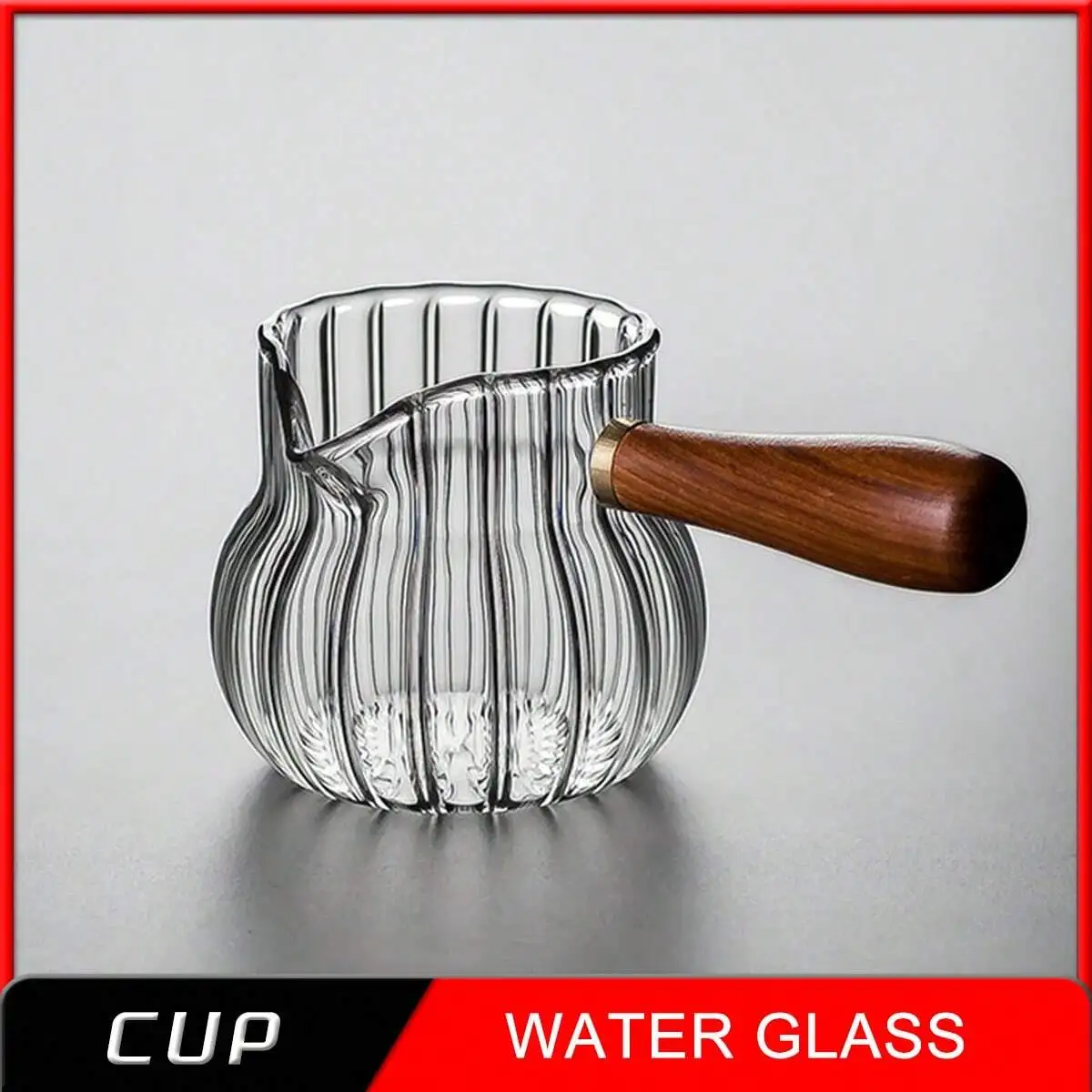 1pc Spherical Glass Cup With Wooden Handle, Made Of High Borosilicate Material, Heat Resistant, Heatproof Glass Cup, Apartment E