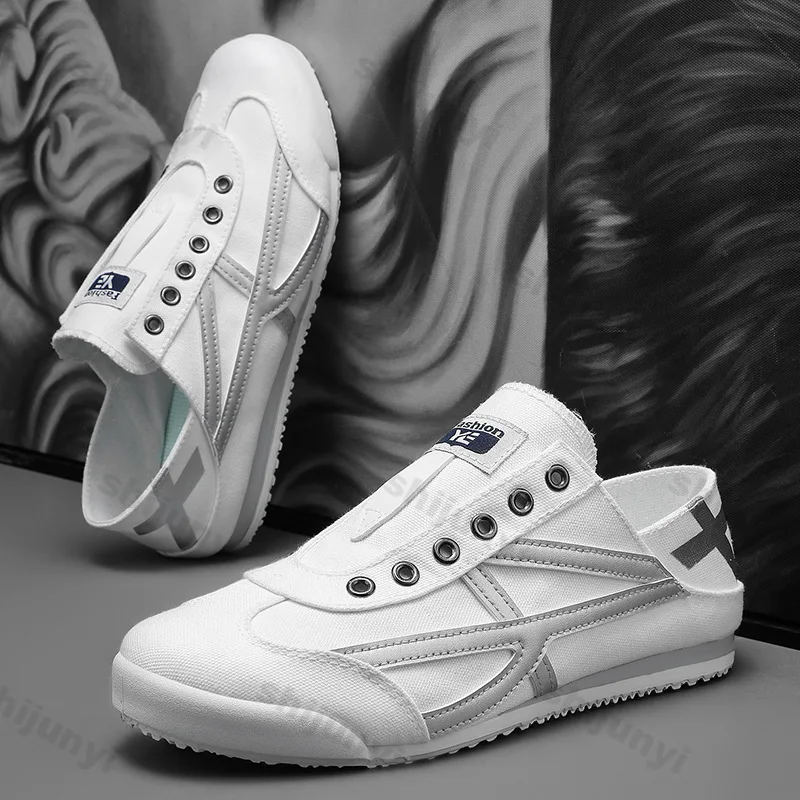 Summer Men's Canvas Shoes Breathable Comfortable Non Slip Casual Shoes Fashion Lightweight Outdoor Walking Flats Shoes 6
