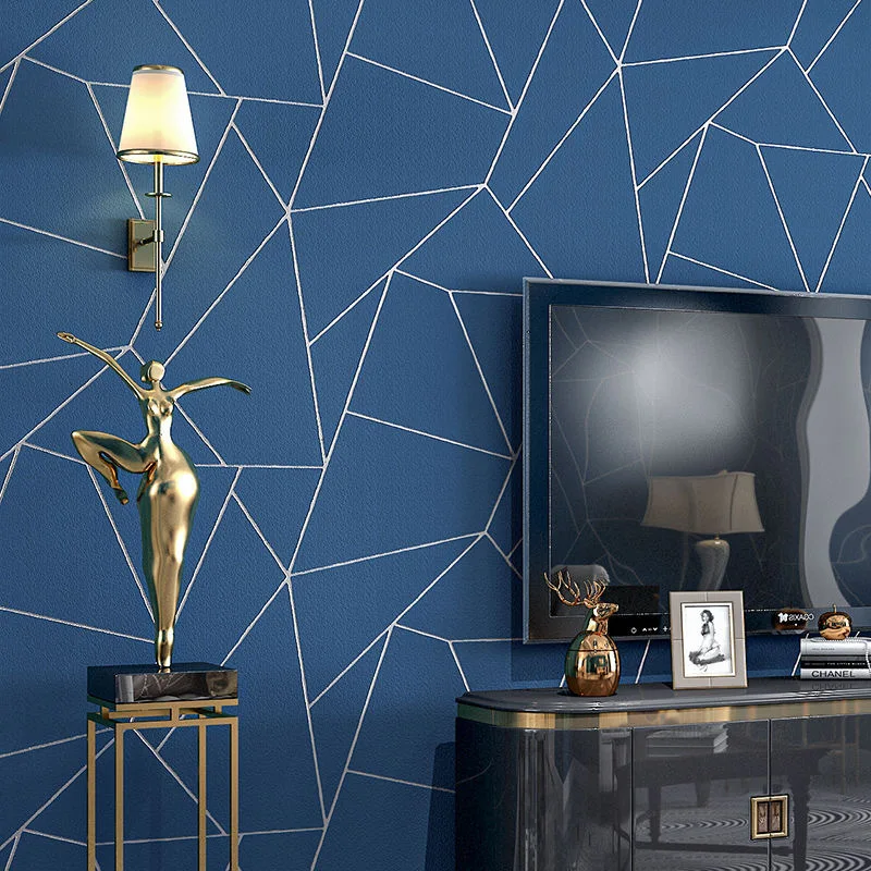 Grey White Blue Geometric Wallpaper For Living Room Bedroom Modern Design 3D Embossing Stripes Triangles Pattern Wall Paper Roll new ttb mohair sweater crew neck knitwear base four bars wool check stripes gray red white blue ribbon england design pullover