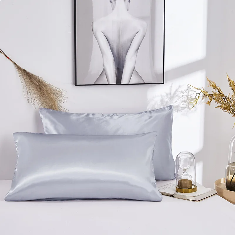 

Solid Color Silk Satin Pillow Case Bedding Pillowcase 70x70 Smooth Home Coussin Travesseiro Cases Cushion Cover Funda Almohada