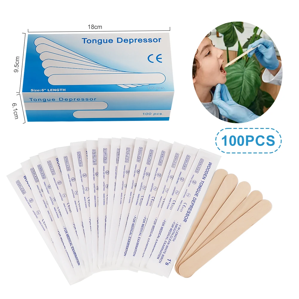 Disposable Tattoo Tongue Depressor Body Waxing Tools Wooden Body Hair Removal Stick Individually Packing 30/50/100/200PCS