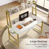 Computer Desk with Hutch, 47 inches Home Office Desk with Space Saving Design with Bookshelf for Small Spaces 3