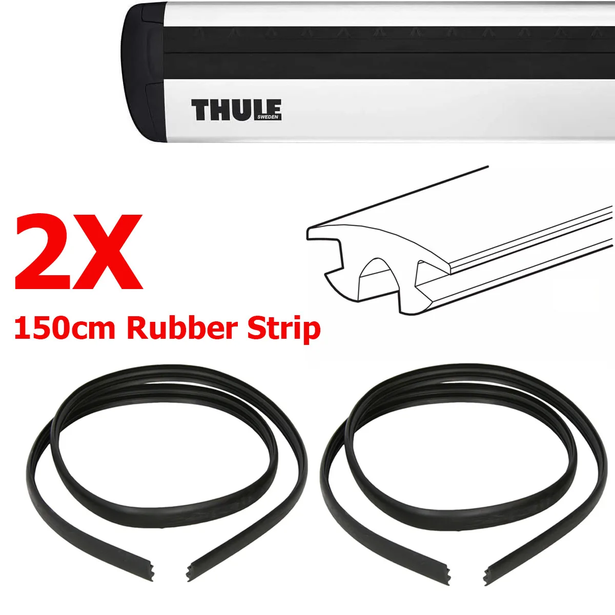 Car Exterior Parts 150cm Auto Rubber Seal Strip Universal Car Roof Thule T-Slot Sealing Strips Noise Insulation