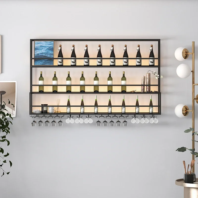 

Black Metal Liquor Cabinets Storage Display Modern Beer Wine Racks Home Commercial Living Room Botellero Vino Bar Furniture