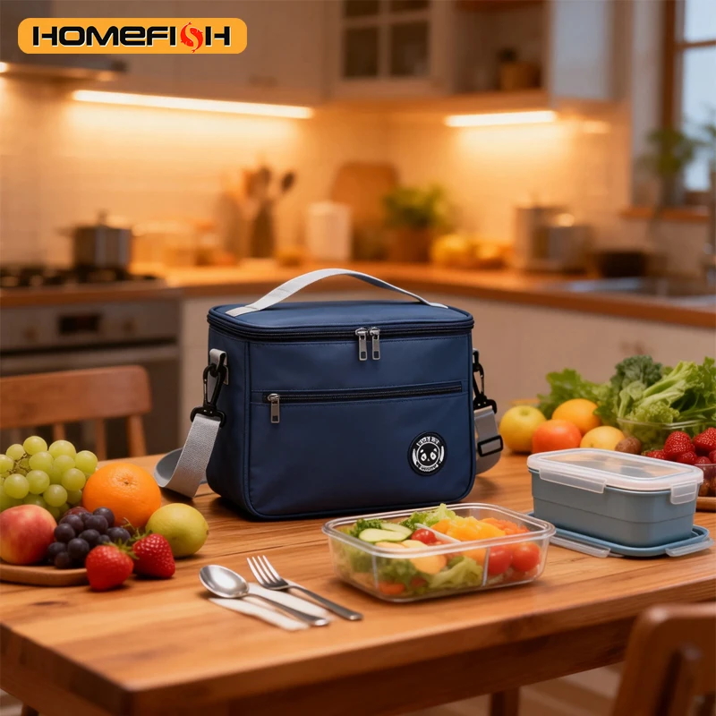 Thermal bag bento bag aluminum foil thickened lunch box thermal bag with rice shoulder strap bento bag one pack - 4