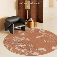 New Chinese Style Round Carpet Thickened Study Anti-slip Mat Light Luxury Carpets for Living Room Home Bedroom Decor Retro Rug 1