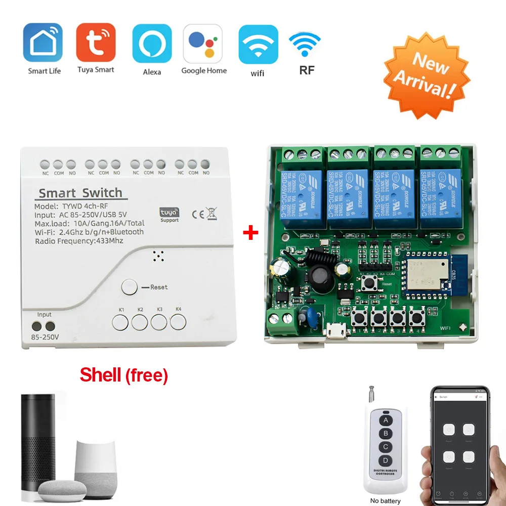 SwitchWIFISmartHomeAutomationRelayModule4CHTuyaLightMotor