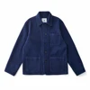 Vintage French Indigo Cargo Jacket Men Autumn Winter New Lapel Multi-pocket Blue Dyed Tooling Jacket Retro Casual Cardigan Coat 2