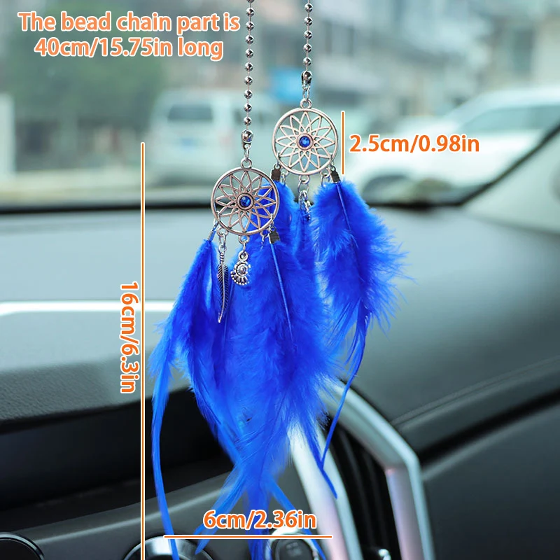 Dream Catcher Car Pendant Feather Mirror Pendant Home Decor Ornaments Car Interior Accessories Dream Catcher Feather Car Pendant