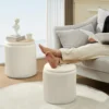 Round Ottoman with Storage Set of 2 Upholstered Velvet Vanity Stool for Makeup Lines Support 300lbs Ottomans Multifunctional Foo 4