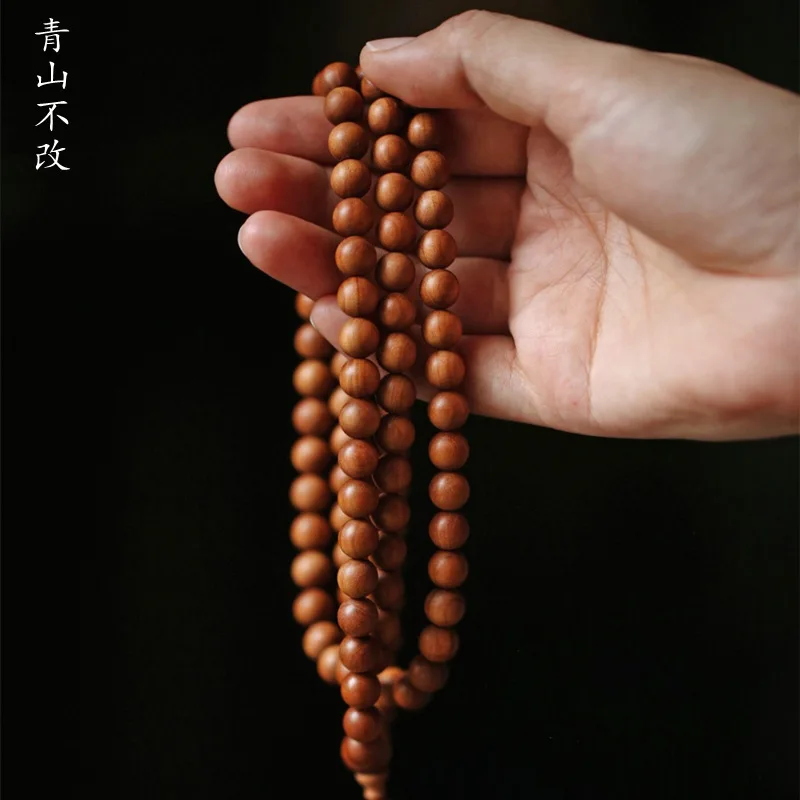 

Authentic Black Meat Old Sandalwood Bracelet, Indian Submerged Old Sandalwood Beads, 108 Buddhist Beads, Female Bracelet