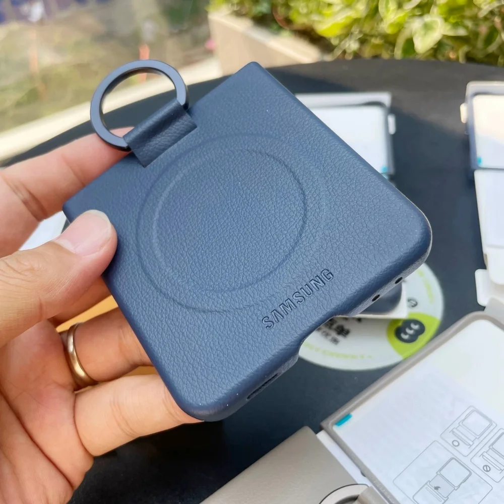 Leather Magnetic Ring Holder Case - Texture Shockproof Protective Cover, Foldable Phone Shell