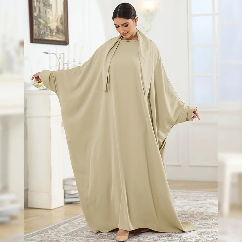 Modest Fashion Simple Elegant Gawn Abaya Kimono Long Robe Muslim Women's Outwear Arab Dress with Sash Abaya Femme Musulman