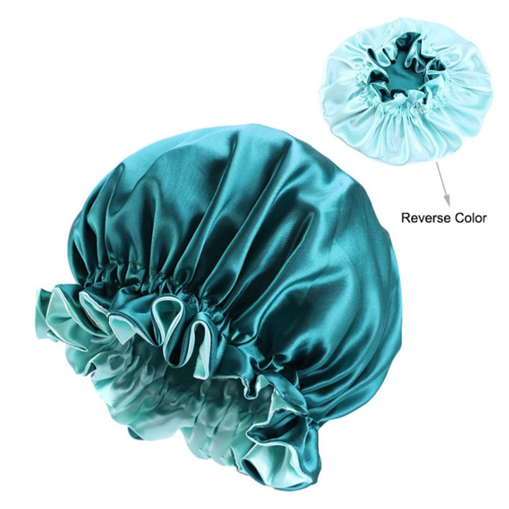 2022 New Muslim Women Night Sleep Cap Satin Elastic Bonnet Hat For Hair Care Head Cover Adjust  Loss 5