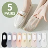 5 Pairs of Women's Spring and Summer Ultra-thin Simple and Fashionable Solid Color Breathable Mesh Anti-falling Invisible Socks 1