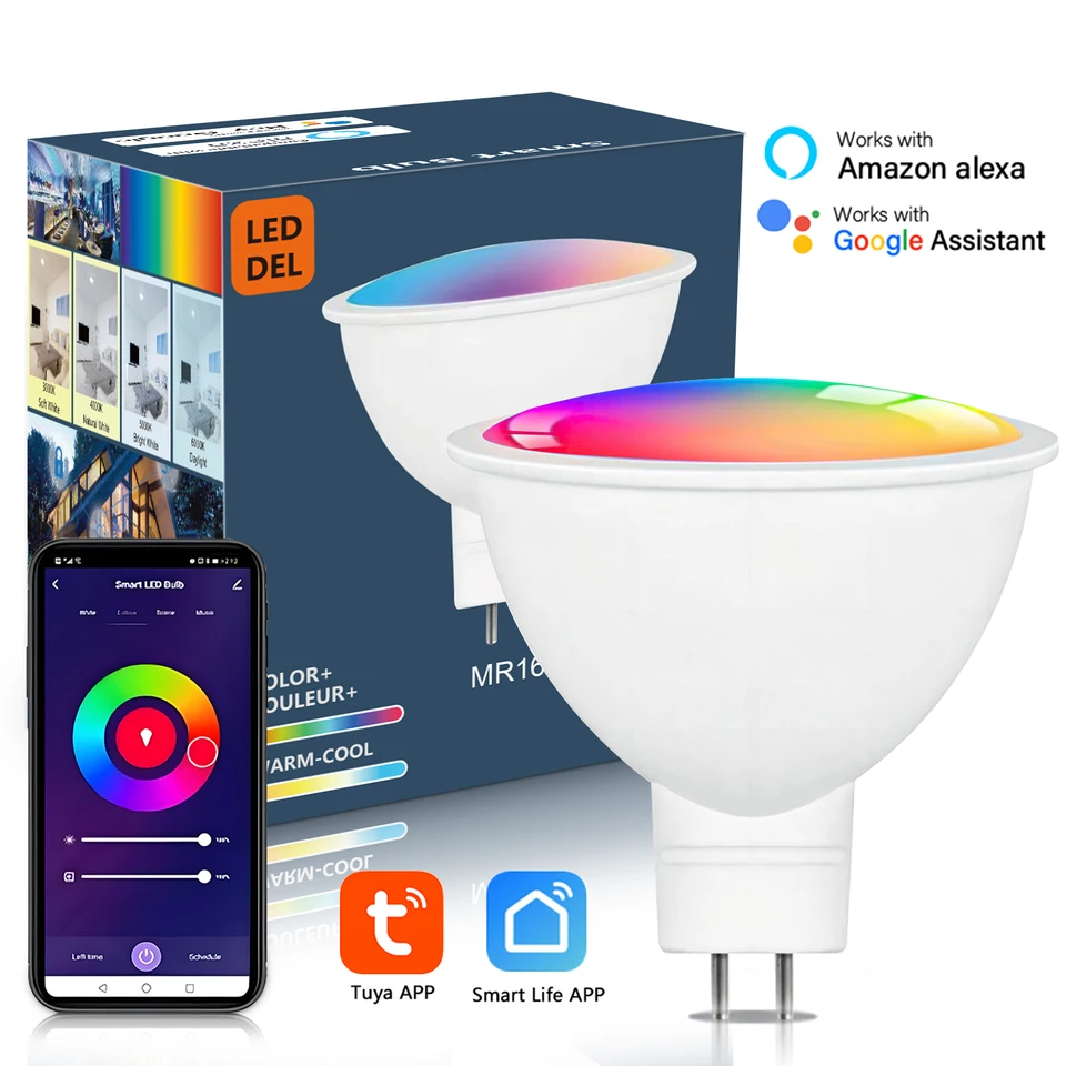 4-Pack Mi-Light MR16 Smart LED Bulbs – 4W RGB+CCT Dimmable Spotlight – Full Spectrum White 2 thumbnail image