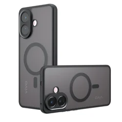 Shockproof Magnetic Matte Translucent Phone Case with Soft TPU Frame for VIVO V60 Lite 4G (Black)