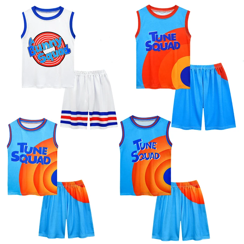 

Summer Kids Clothes Leisure Squad Basketball Cosplay Teens Vest+Shorts Basketball Uniform 4 Logo Sports Suit Children Clothing