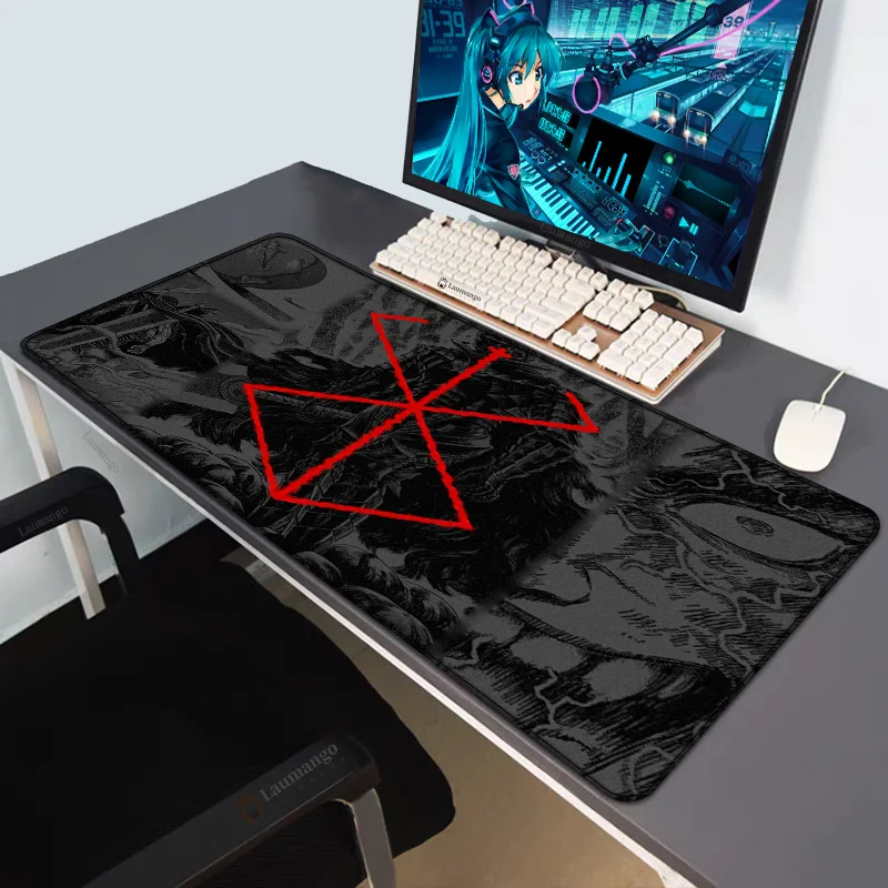 Wireless Gamer Keyboard Berserk Mouse Ped Anime Gaming Pad Rubber Mousepad Desk Mause Accessories Girl Cabinet Large Xxl Mat Pc