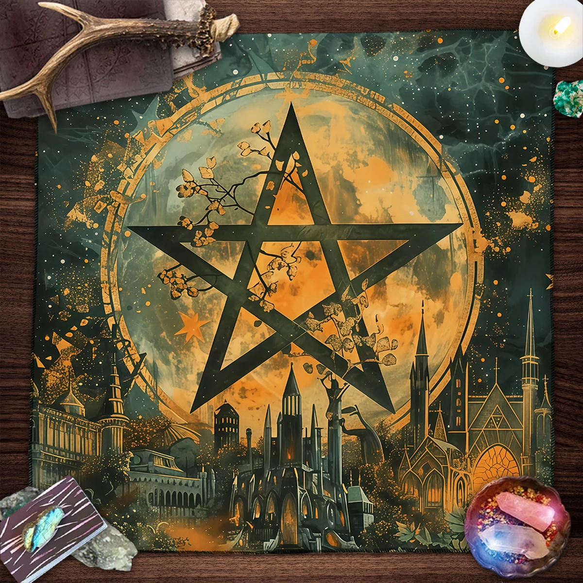 Moon Phase Five-Pointed Star Design Altar Cloth Tarot Tablecloth Altar Cloth tablecloth Divination Astrology Oracle Board Mat 3