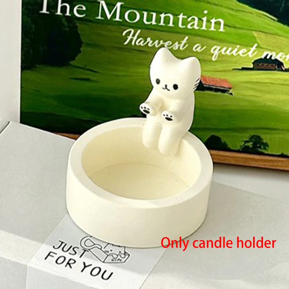 Cute Cat Candle Holder,Cute Kitten Candle Holder Room Home Decor Living Romantic Candlestick Holder Birthday Dinner Decoration