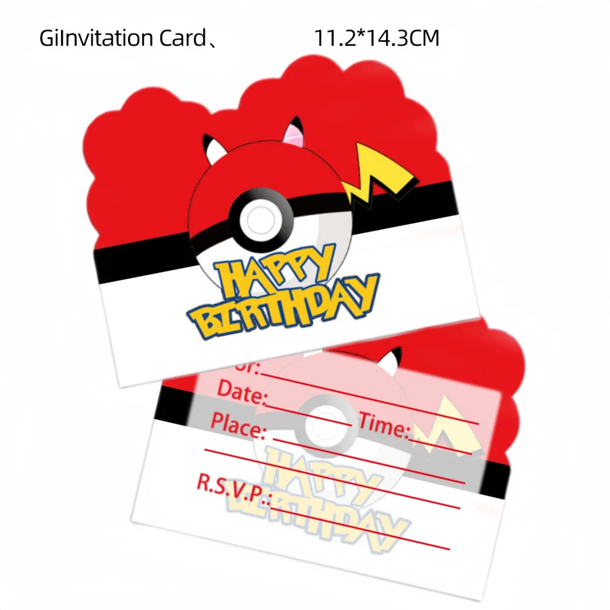 thumbnail image 1 of Tarjetas de invitación de cumpleaños de Hello Kitty Invitaciones de Pokémon Pikachu Tarjeta de felicitación de la Patrulla Canina Suministros para fiestas de cumpleaños, 1 of 5