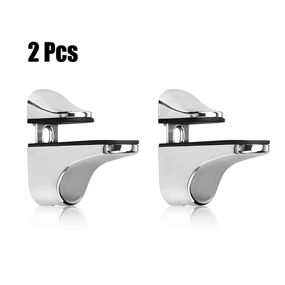 

2 X Zinc Alloy Glass Clamp Adjustable Zinc Alloy Glass Clip Shelf Clamp Holder Flat Back Mount Holder For Partition Board Desk