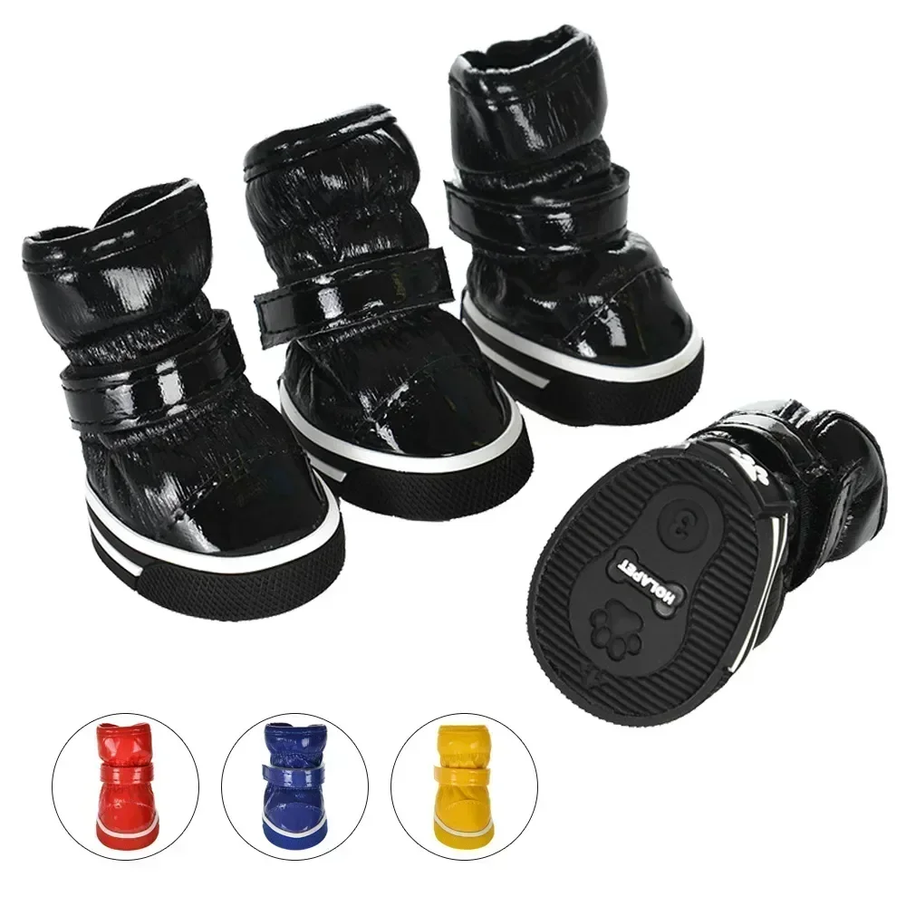 

Shoes Dog 4 pcs Chihuahua Cats Small Snow Leather Waterproof Boots Winter Footwear Warm Puppy For Dogs Anti-slip Pet