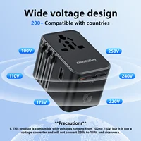 Universal Travel Adapter with 4 AC Outlets 2 USB Port 3 Type-C PD 45W All-in-One Fast Power Charge On EU US AUS Plug Internation - Image 3