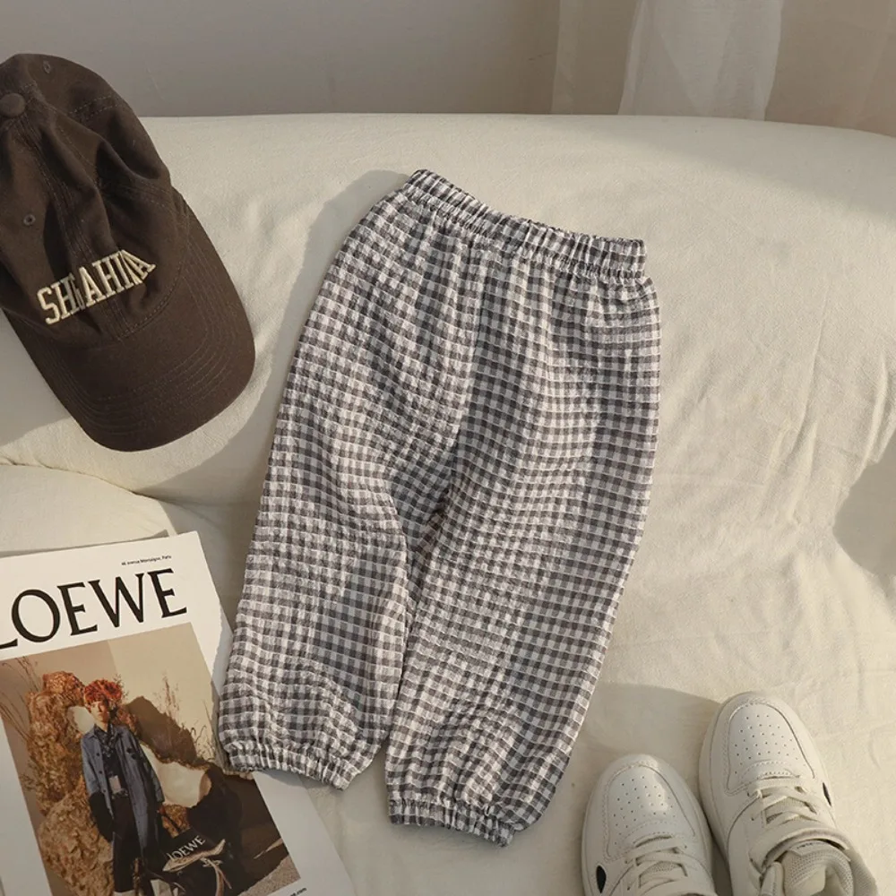 2025 جديد للأطفال سراويل طويلة غير رسمية الكرتون المطبوعة تنفس البعوض واقية السراويل الصيف طفل موضة رقيقة السراويل الطويلة