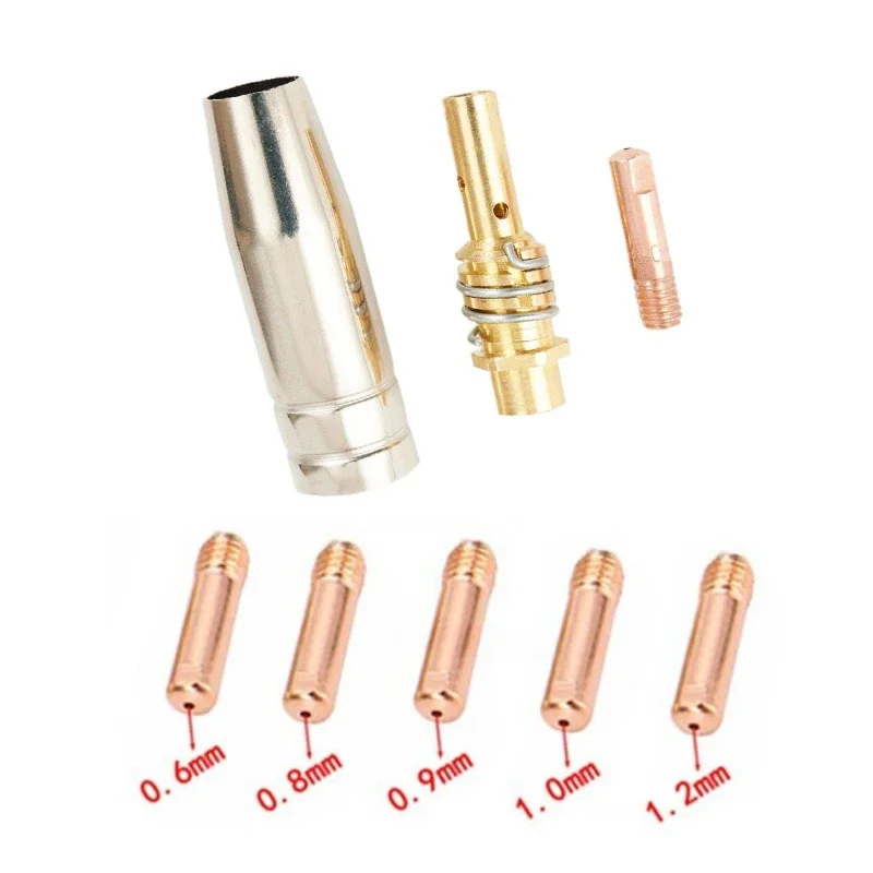 용접기 깍지 부품 키트 15AK 전도성 팁 노즐, MIG 용접 토치 용접용 접촉 팁, 0.6mm, 0.8mm, 0.9mm, 1.0mm, 1.2mm, 3 개