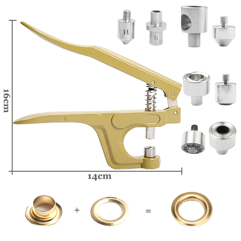 Brass Eyelets with Multifunctional Pliers Kit 5mm/10mm Leather Grommet  Round Eye Rings for Shoes Bag Belt Scrapbooking