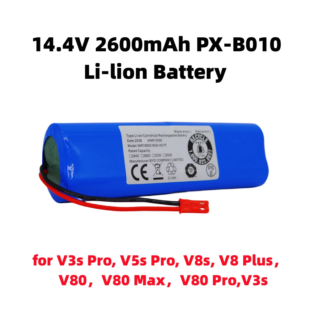 Original Li-lion Battery for ILIFE V3s Pro, V5s Pro, V8s, V8 Plus，V80，V80 Max，V80 Pro,V3s Max 18650 2600mAh 14.4V PX-B010
