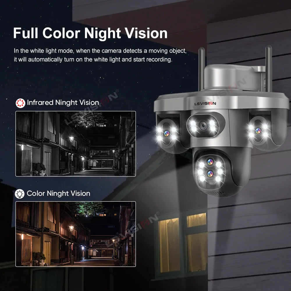 LS VISION 20MP 10X Optical Zoom 4G Solar Camera Outdoor WiFi Three Screen 3PTZ 360° Auto Tracking Security CCTV Camera V380 Pro