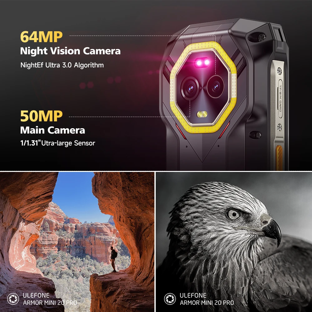 【World Premiere】Ulefone Armor Mini 20 Pro 5G 4.7" Rugged Phone 64MP Night Camera Android 14 Smartphone 6200mAh Mobile phone LED 3