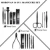 4/16 pcs Manicure Set Pedicure Sets Nail Clippers High-quality Steel Professional Nail Cutters Tools with Travel Case Kit Home C 3