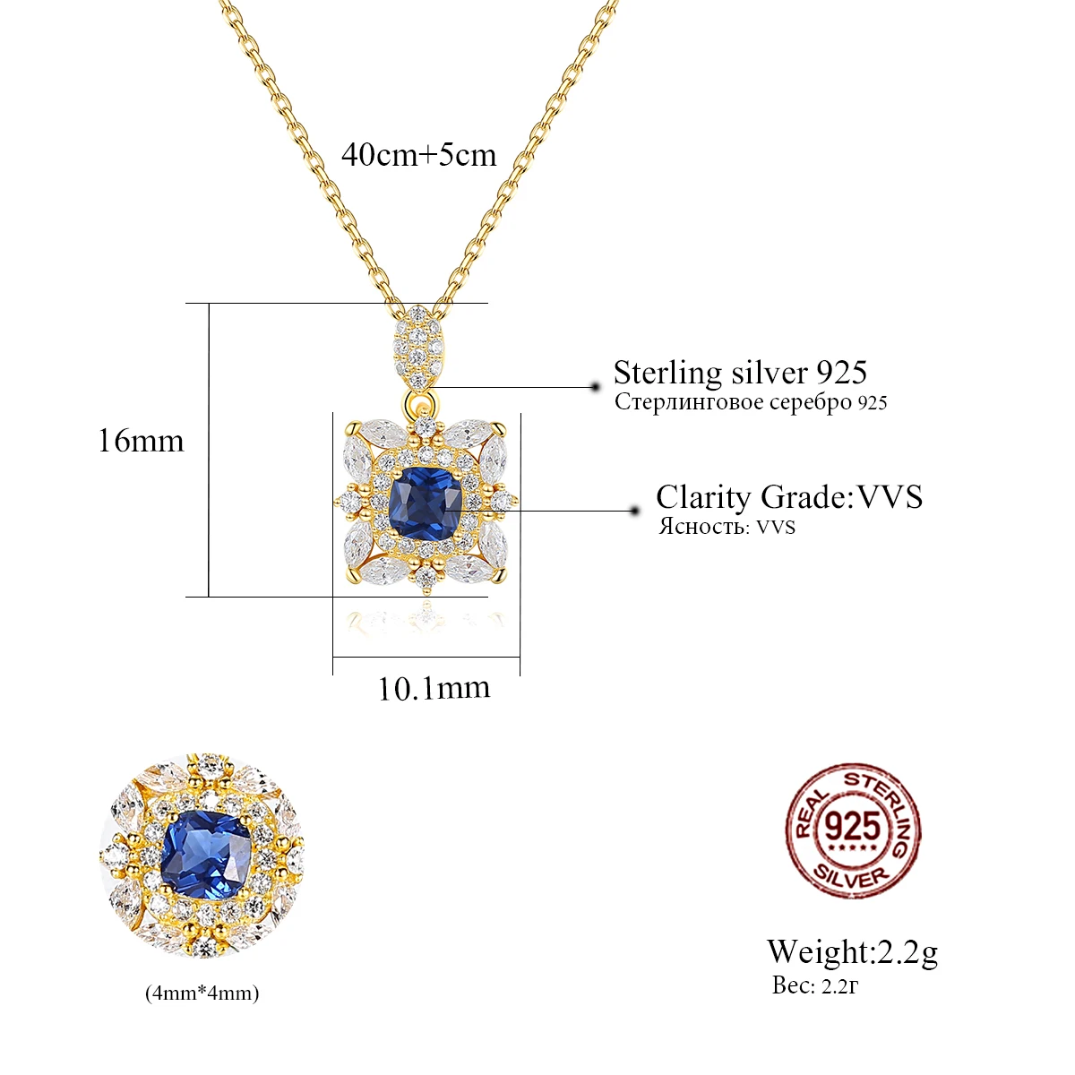 Charms Topaz Pendant Necklaces for Women Wedding Engagement Fine   Sterling Silver CZ Flower Kolye_voghion.com