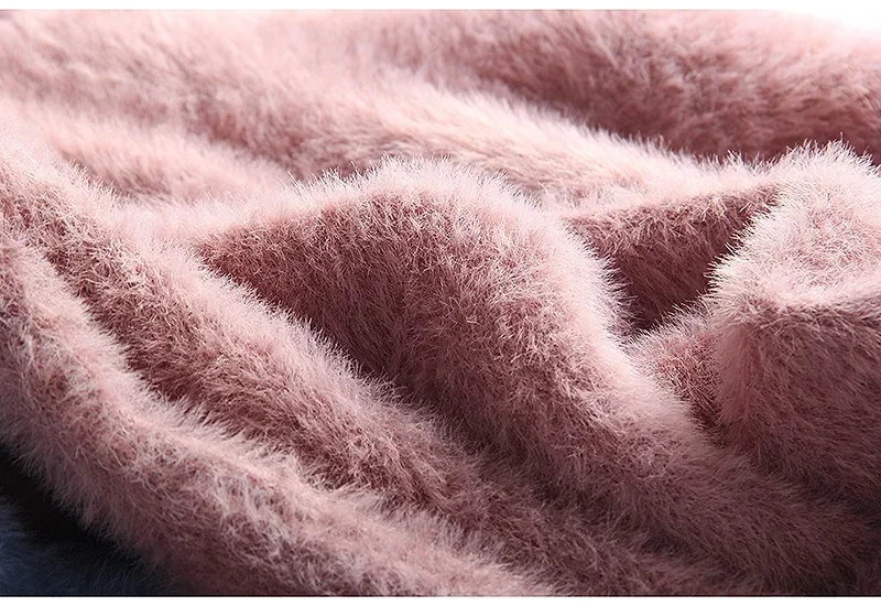 Winter Mink Faux Cashmere Thick Sweater Women Jumper White Pull Femme Loose Pullover Knitted Fluffy Sweaters For Women Winter