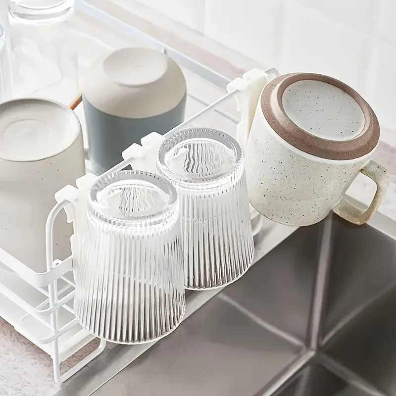 2-Pack Contemporary Plastic Cup Holders for Coffee Tea Cups Wall-Mounted Easy Installation Dish Drying Storage Organizer Cup Storage Holder