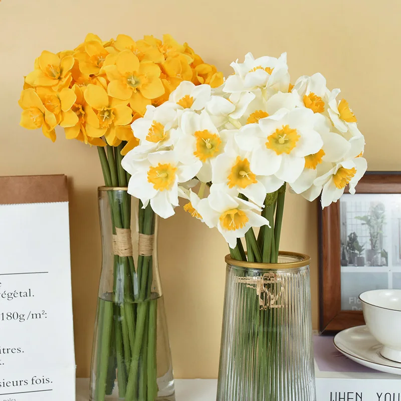 

6pcs Artificial Narcissus Fake Flower Bouquet Wedding Festival Party Decor Indoor Garden Home Room Desktop Decoration Ornaments