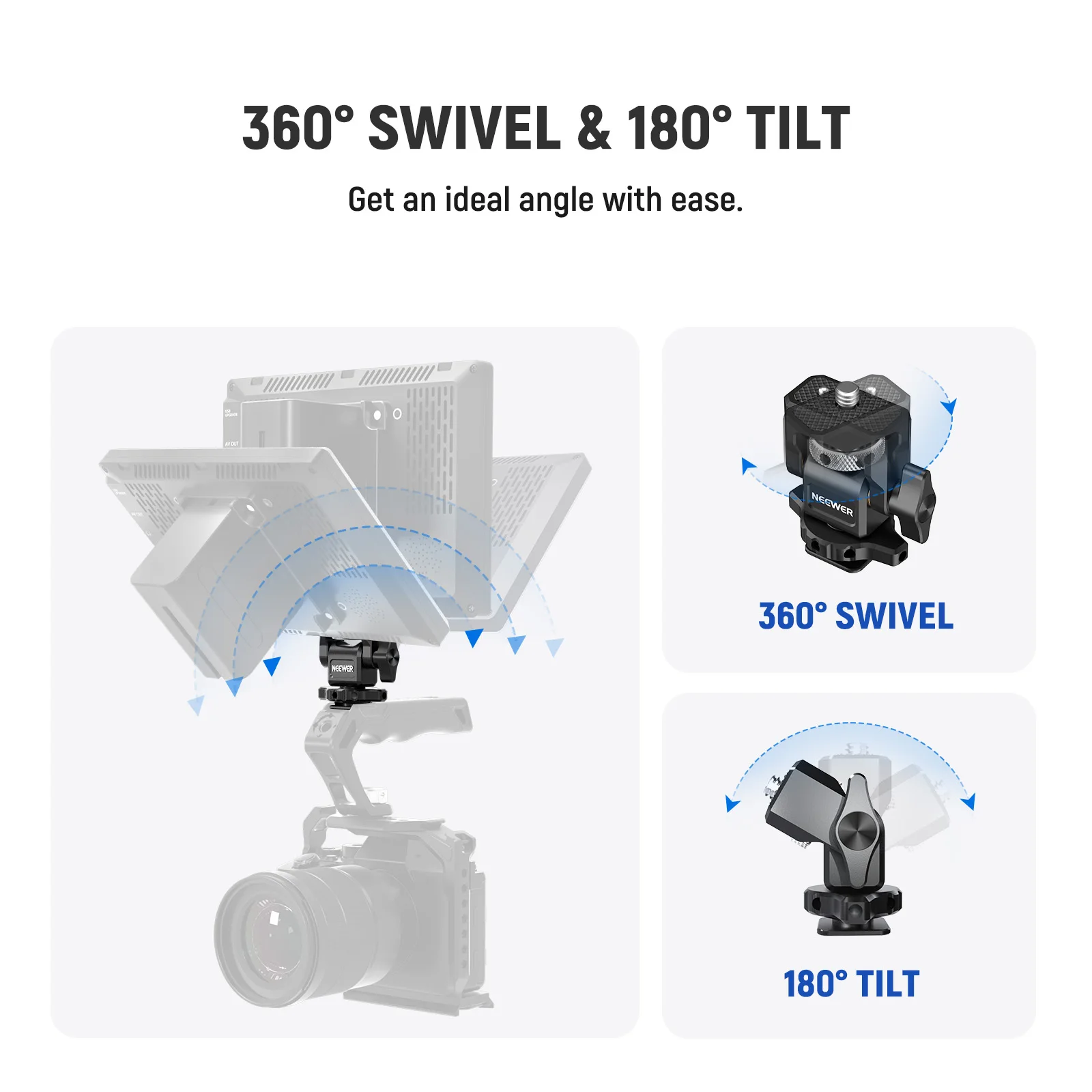 NEEWER DSLR Camera Clamp Adjustable Monitor Mount with Cold - Main Image