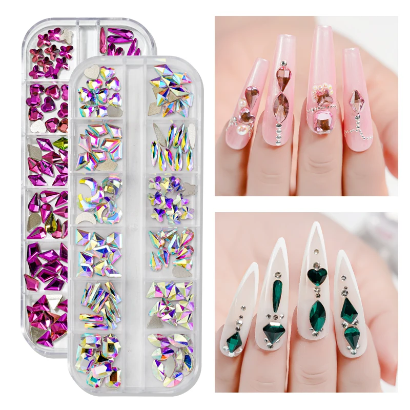 3D Nail Art Rhinestones Multi Color Nail Decorations Gold Red Green Blue  Black Mixed Size Crystal Gems DIY Nails Accessories - AliExpress