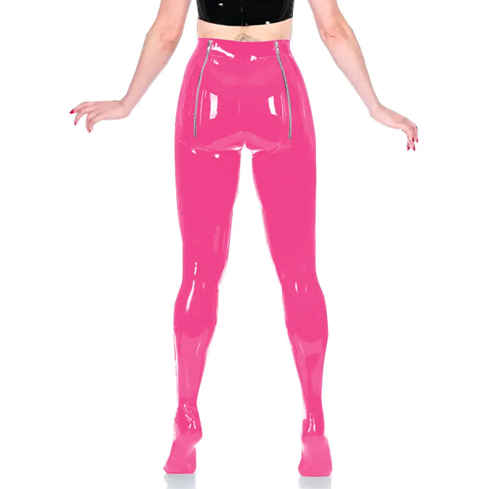 PVC Unisex Sexy Adult Exotic Bottoms Sissy Wetlook Women Zip Open Buttocks Fetish Bodycon Faux Latex Pencil Pants Plus Size 7XL