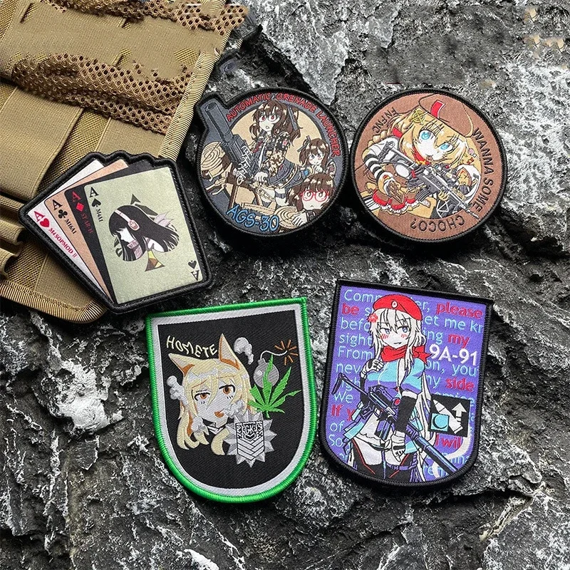 

ACG Girls Frontline Patches for Clothing Embroidery Anime Patch Cute Girl Tactical Badges on Backpack Hook Loop Military Armband
