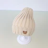 Autumn Winter Baby Hat Solid Color Knitted Warm Kids Toddler Bonnet Hat Cartoon Bear Crochet Baby Girl Boy Beanie Cap 5