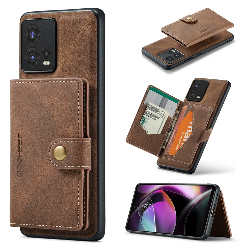 

Removable Wallet Bag Magnetic Back Case For Moto S30 Pro X30 EDGE30 fusion Ultra 4 Card Slots Cover