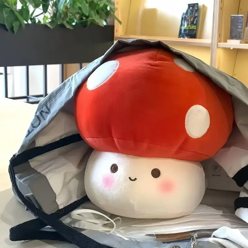 빨간 버섯 모양 플러시 베개 귀엽고 부드러운 반점 무늬 봉제 등받이 쿠션 따뜻한 소파 침실 홈 데코 패션 플러시 장난감 깜짝 선물
