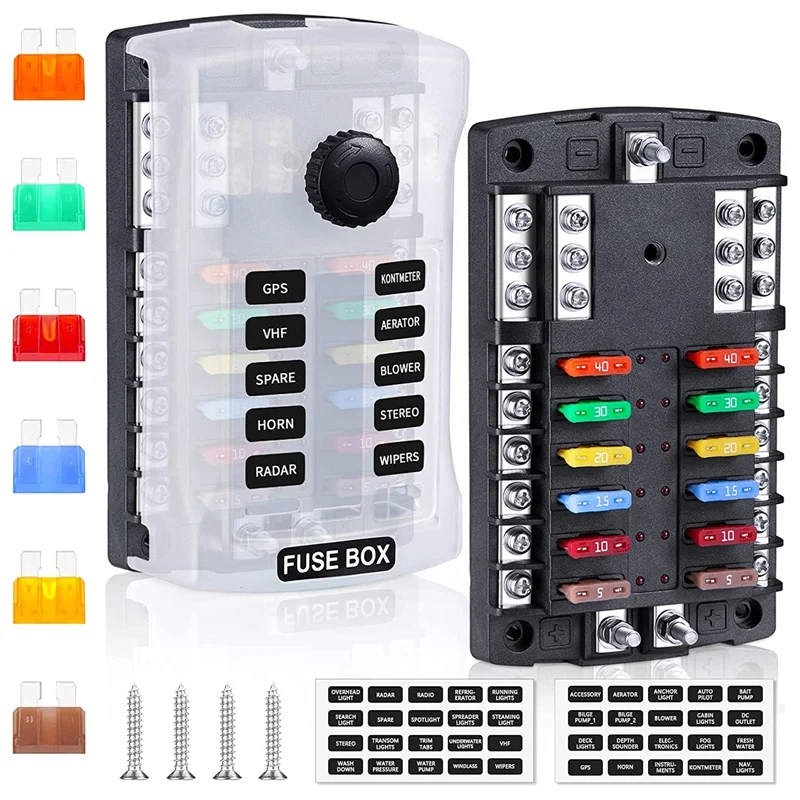 300A 12 Way Blade Fuse Block Fuse Box ,ATC/ATO Fuse Holder Panel with