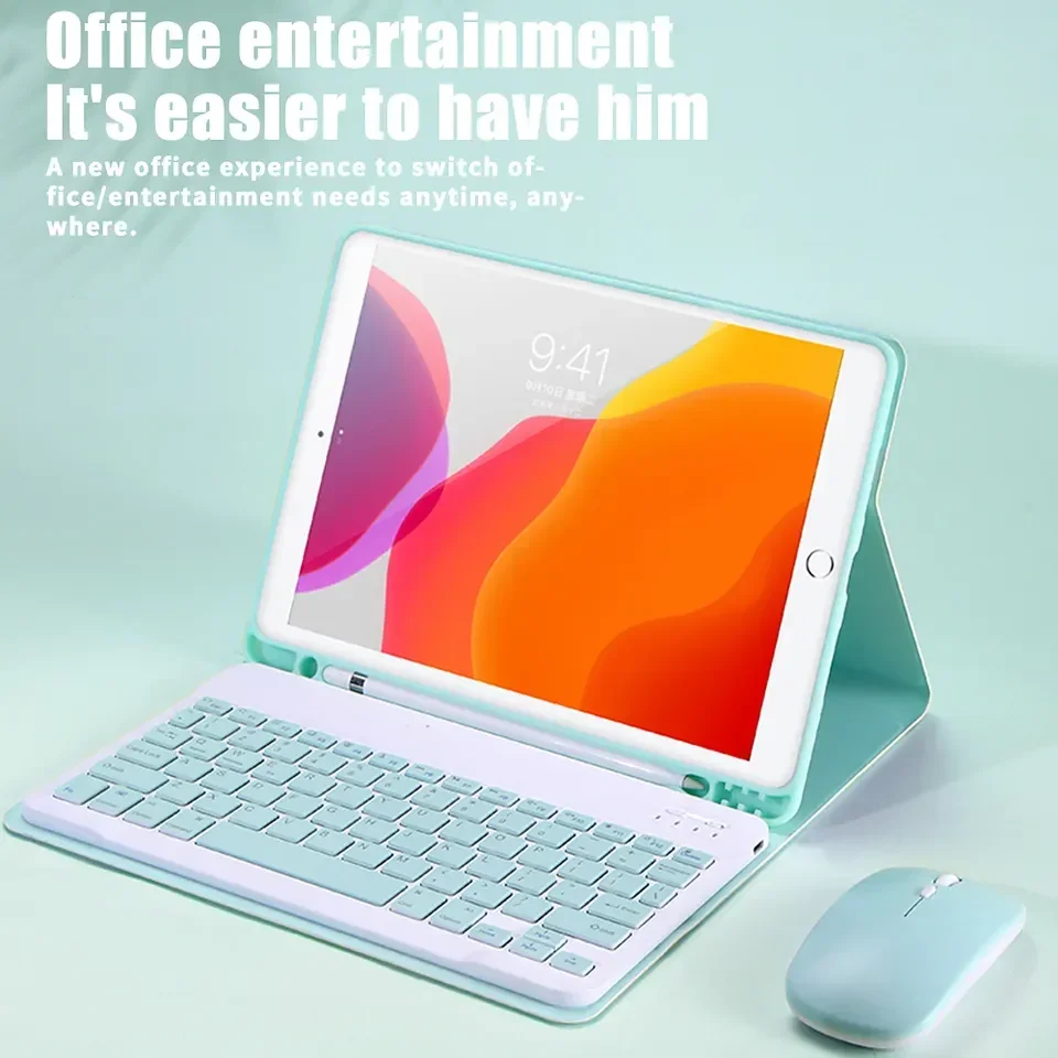 Bluetooth Keyboard & Mouse Magnetic Leather Stand Case Cover